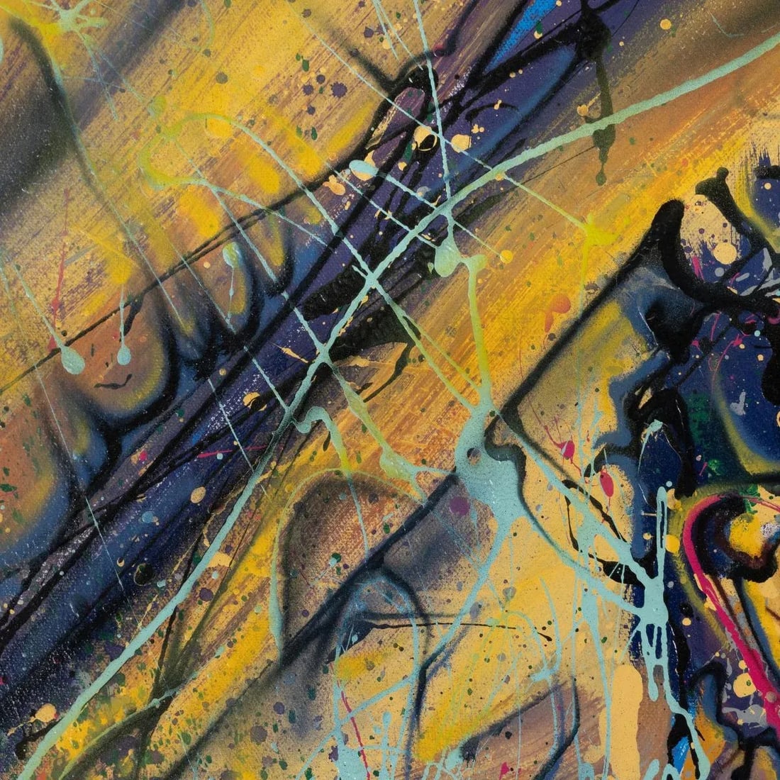 Portrait of a Smoking Man Contemporary Modernist Abstract Figurative Oil Painting by Costain - 6