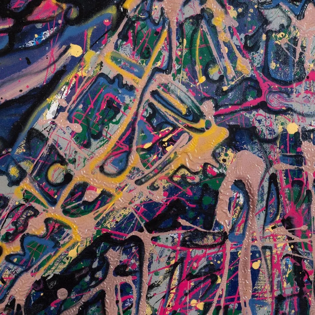 Portrait of a Smoking Man Contemporary Modernist Abstract Figurative Oil Painting by Costain - 7