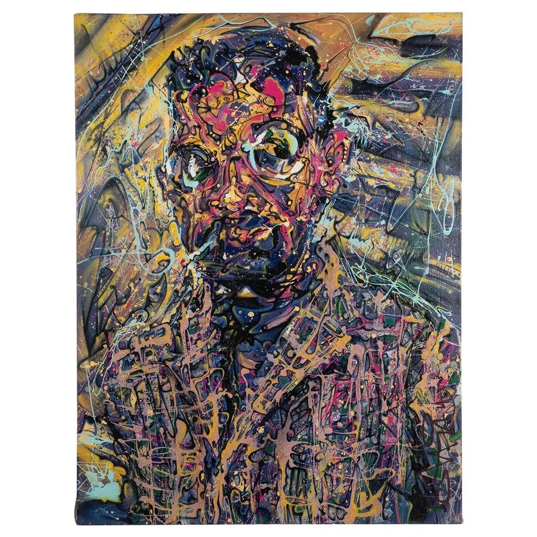 Portrait of a Smoking Man Contemporary Modernist Abstract Figurative Oil Painting by Costain - 8