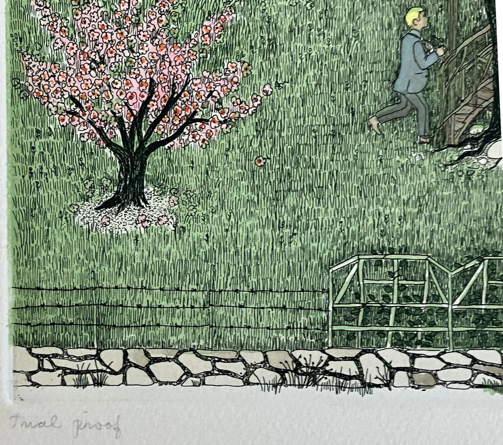1980s "Country Wedding" Cuca Romley Signed and Numbered Color Etching - 3