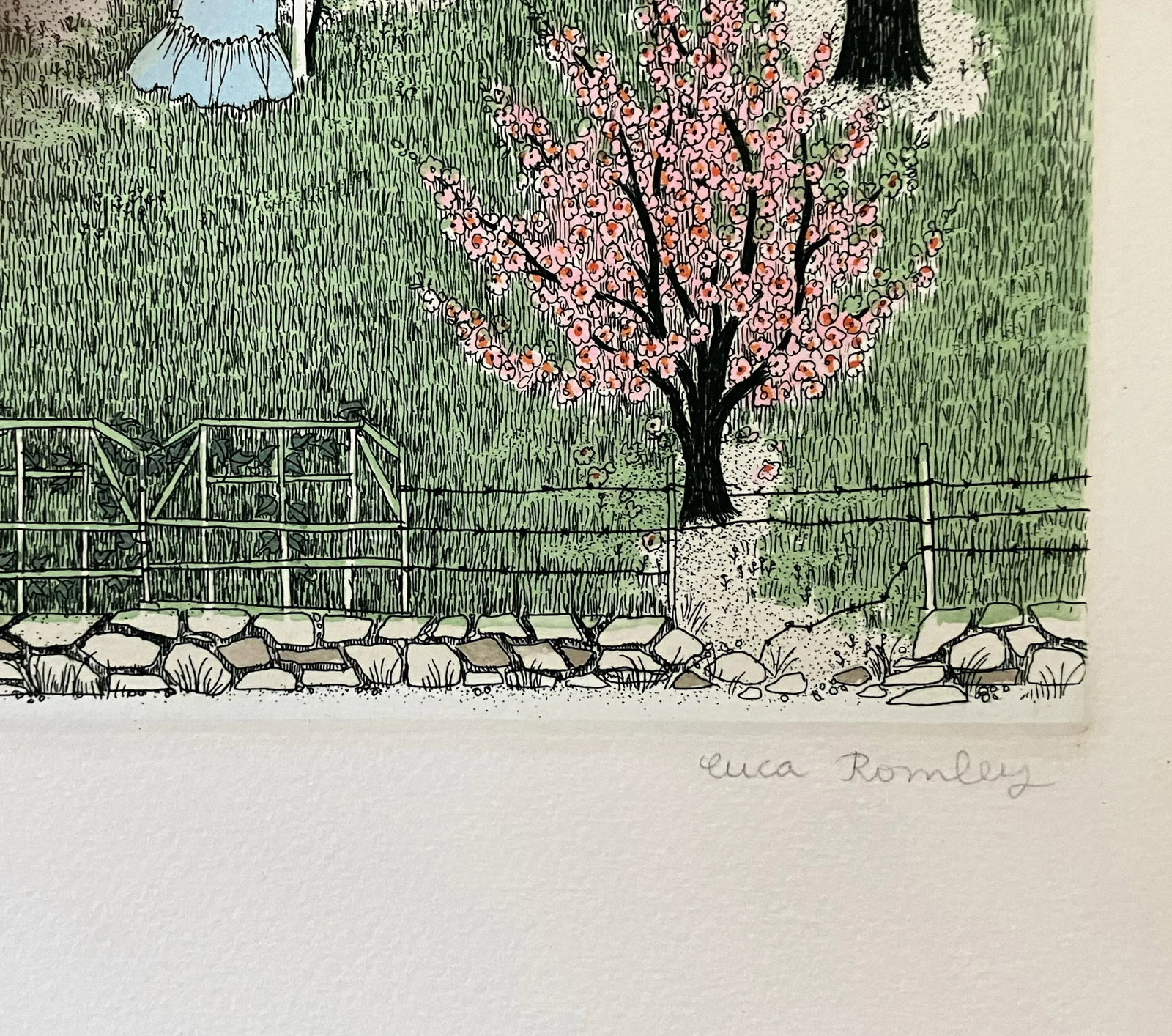 1980s "Country Wedding" Cuca Romley Signed and Numbered Color Etching - 5