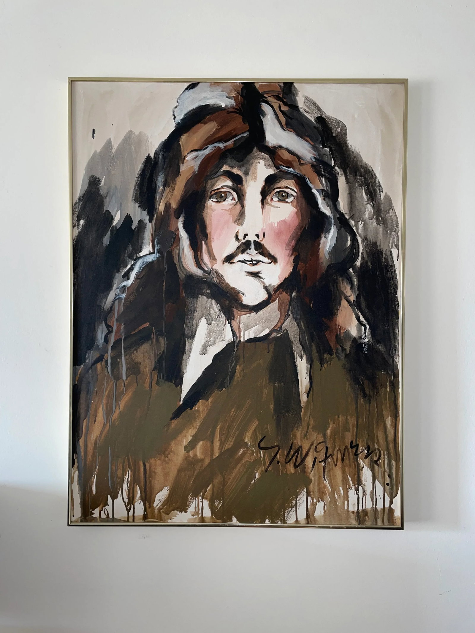 1980s Expressionist Portrait Oil Painting of a Man by S. Witmer, Framed - 3