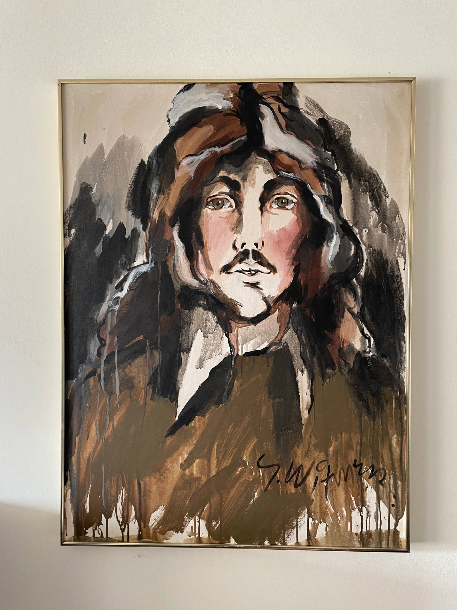 1980s Expressionist Portrait Oil Painting of a Man by S. Witmer, Framed - 8