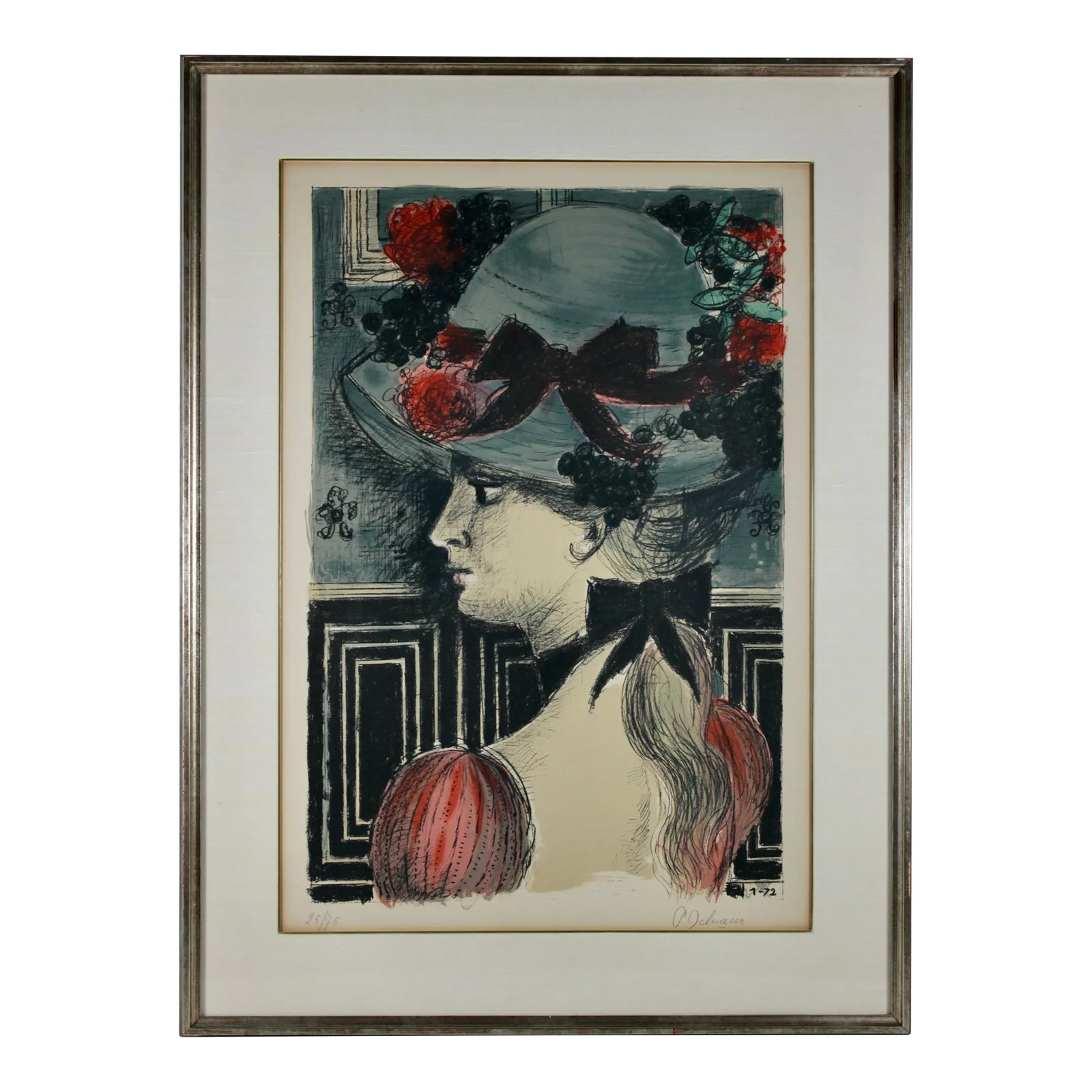 Paul Delvaux (1897-1994), Chapeau 1900, 25/75, Color Lithograph 1972 (1 of 8)