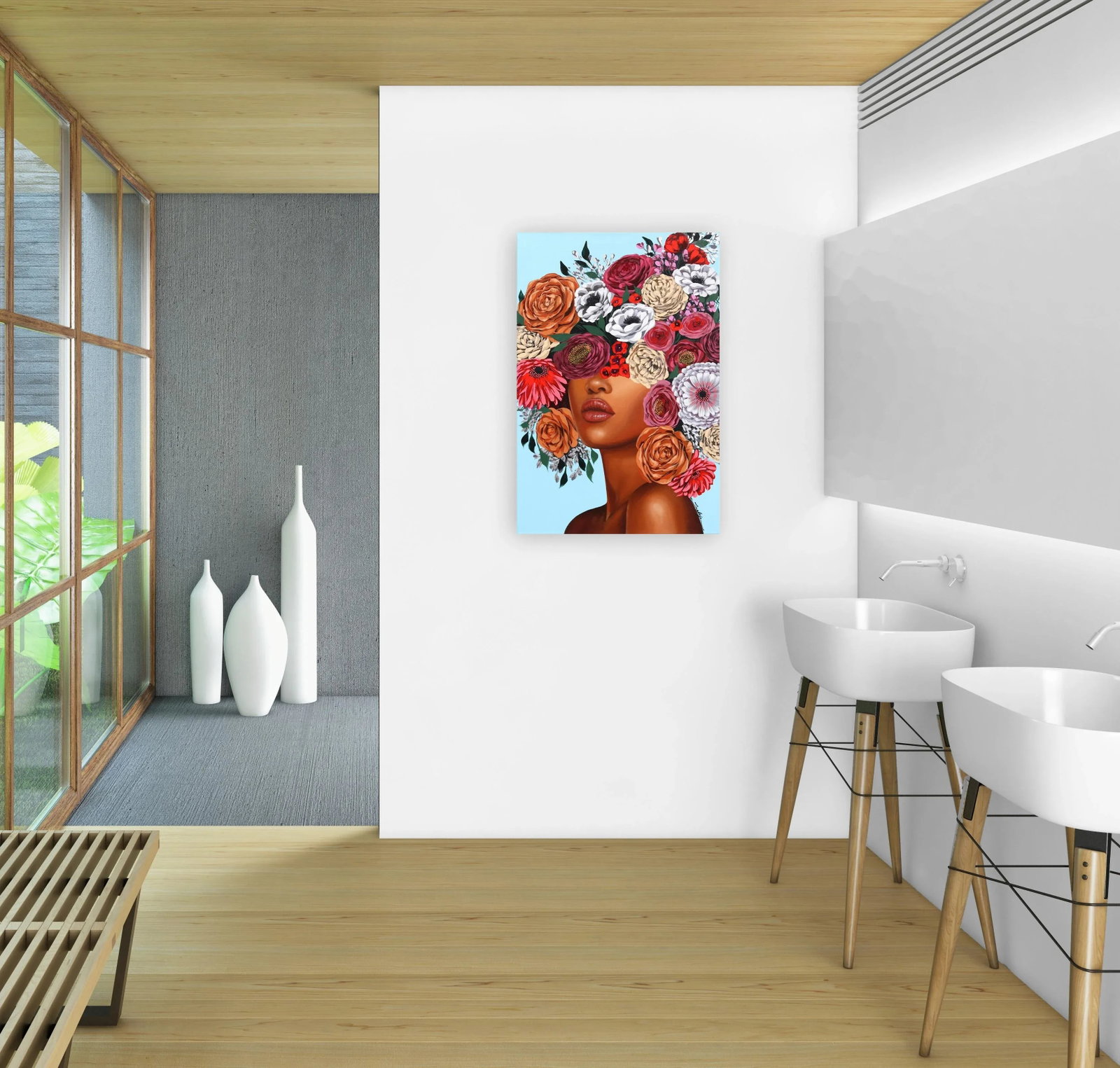 Tiana Contemporary Original Botanical Figurative Painting by Sally K - 8