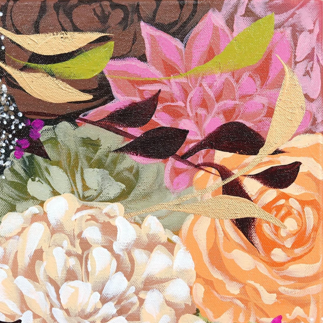 Sweet Melodies Contemporary Original Botanical Portrait Acrylic Painting by Sally K - 3