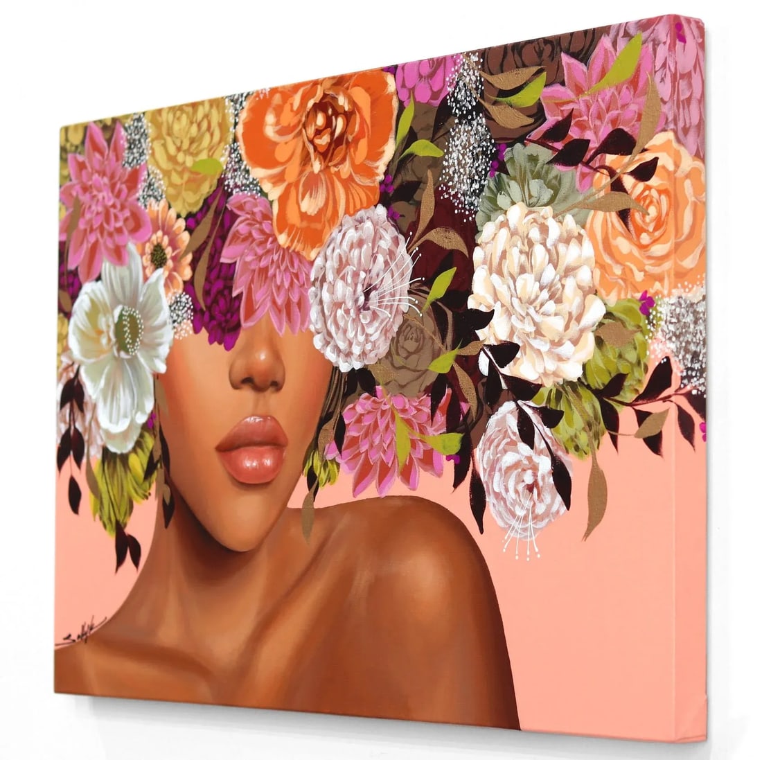 Sweet Melodies Contemporary Original Botanical Portrait Acrylic Painting by Sally K - 6