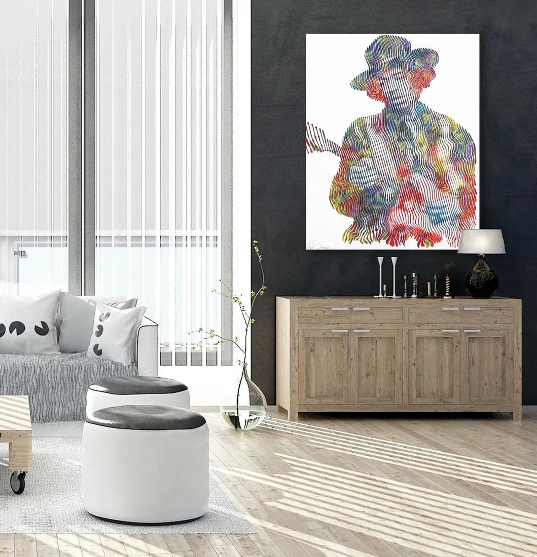 Can You See Me Jimi Hendrix Original Op Art Pop Icon Portrait Painting by Virginie Schroeder - 8