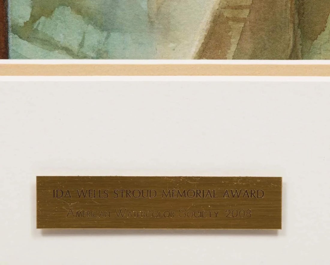 Mom's Coffee Time (Awcs Award Winner) Contemporary Watercolor Painting by Dongfeng Li, Framed - 3
