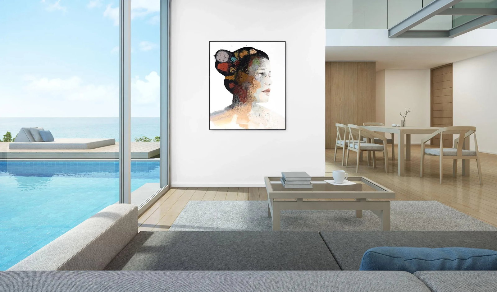 Looking Beyond Contemporary Original Abstract Portrait Mixed-Media Painting by Alessandro Casetti - 10