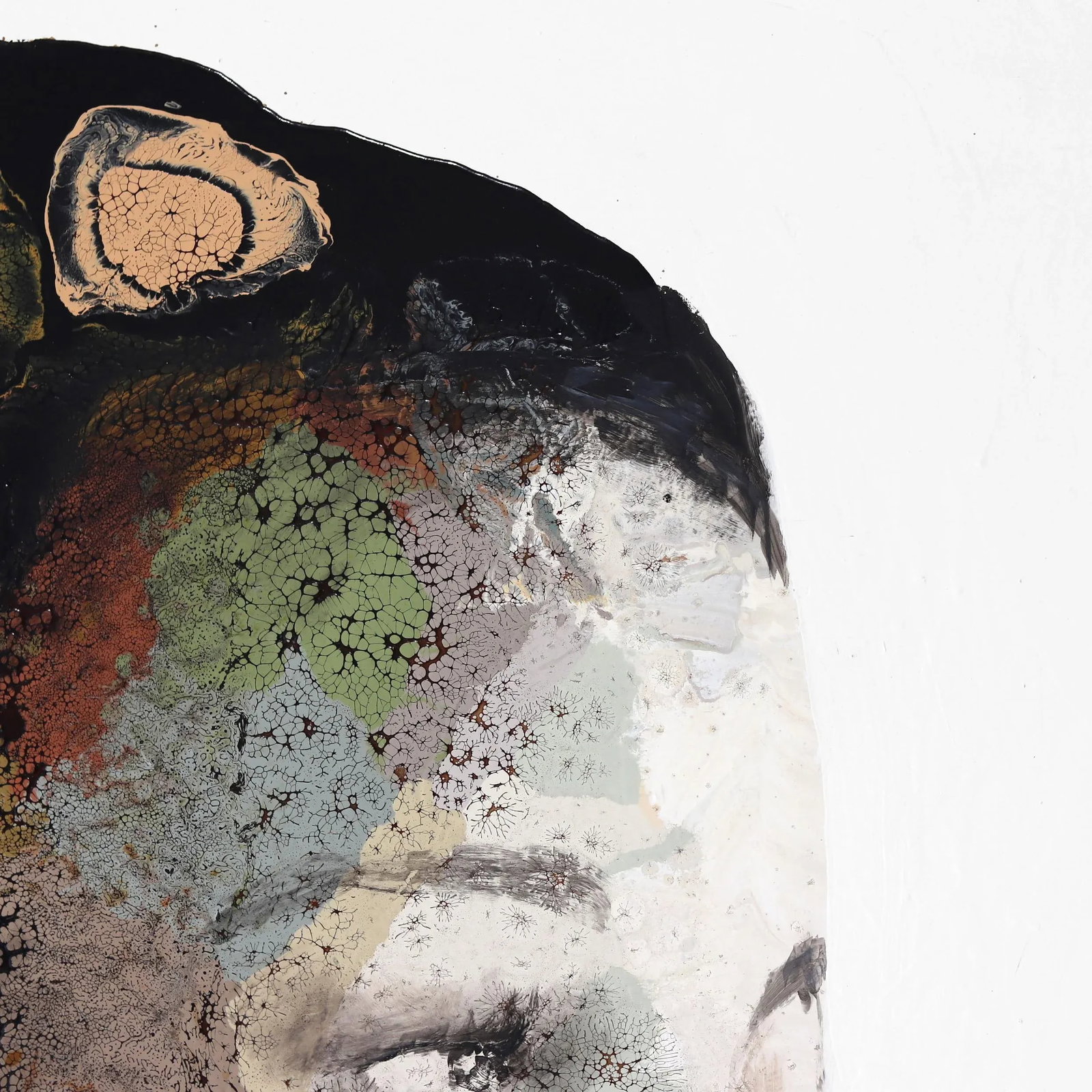 Looking Beyond Contemporary Original Abstract Portrait Mixed-Media Painting by Alessandro Casetti - 3