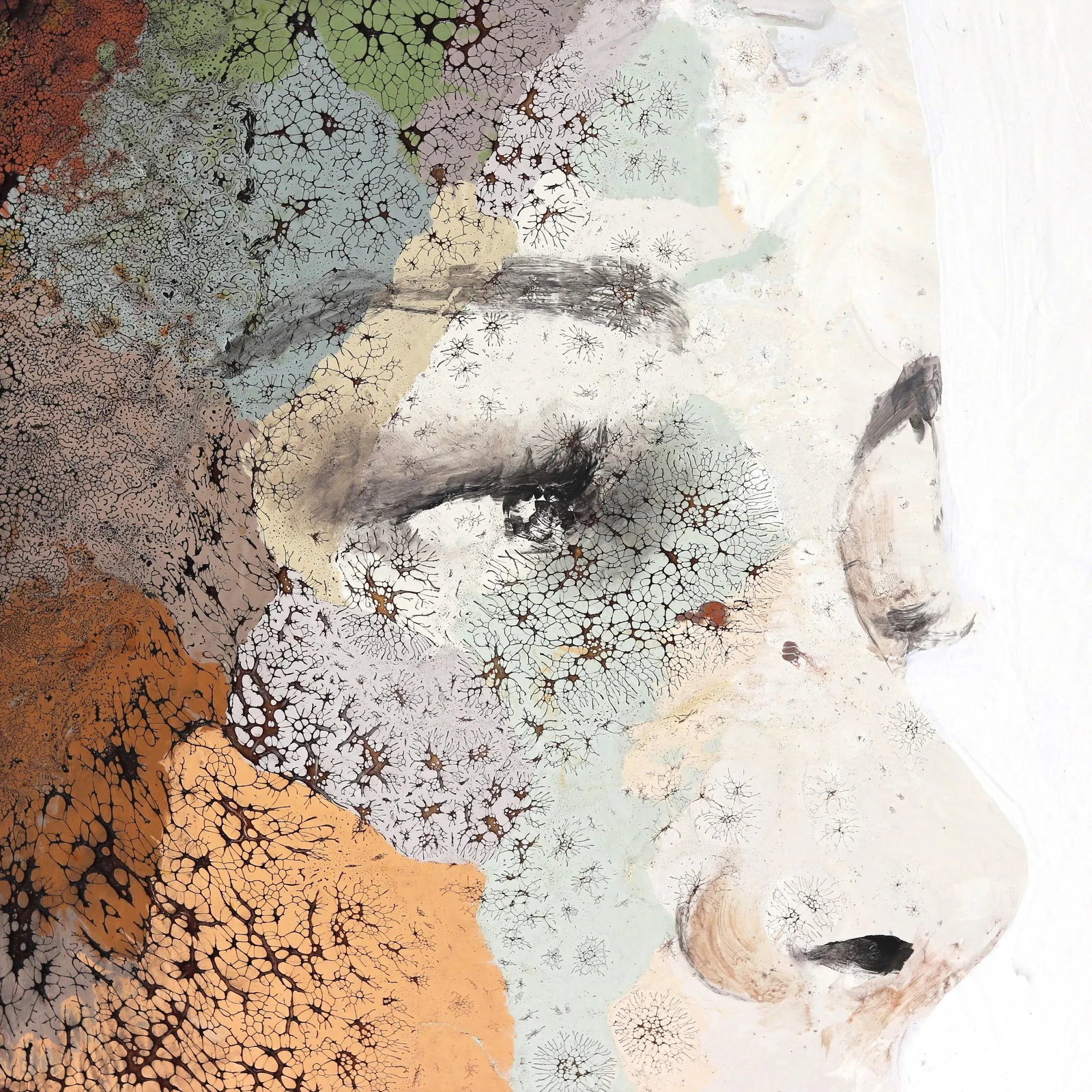 Looking Beyond Contemporary Original Abstract Portrait Mixed-Media Painting by Alessandro Casetti - 5