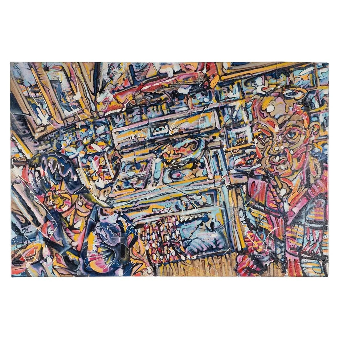 Portrait of Man and Woman Contemporary Modernist Abstract Figurative Oil Painting by Costain - 10