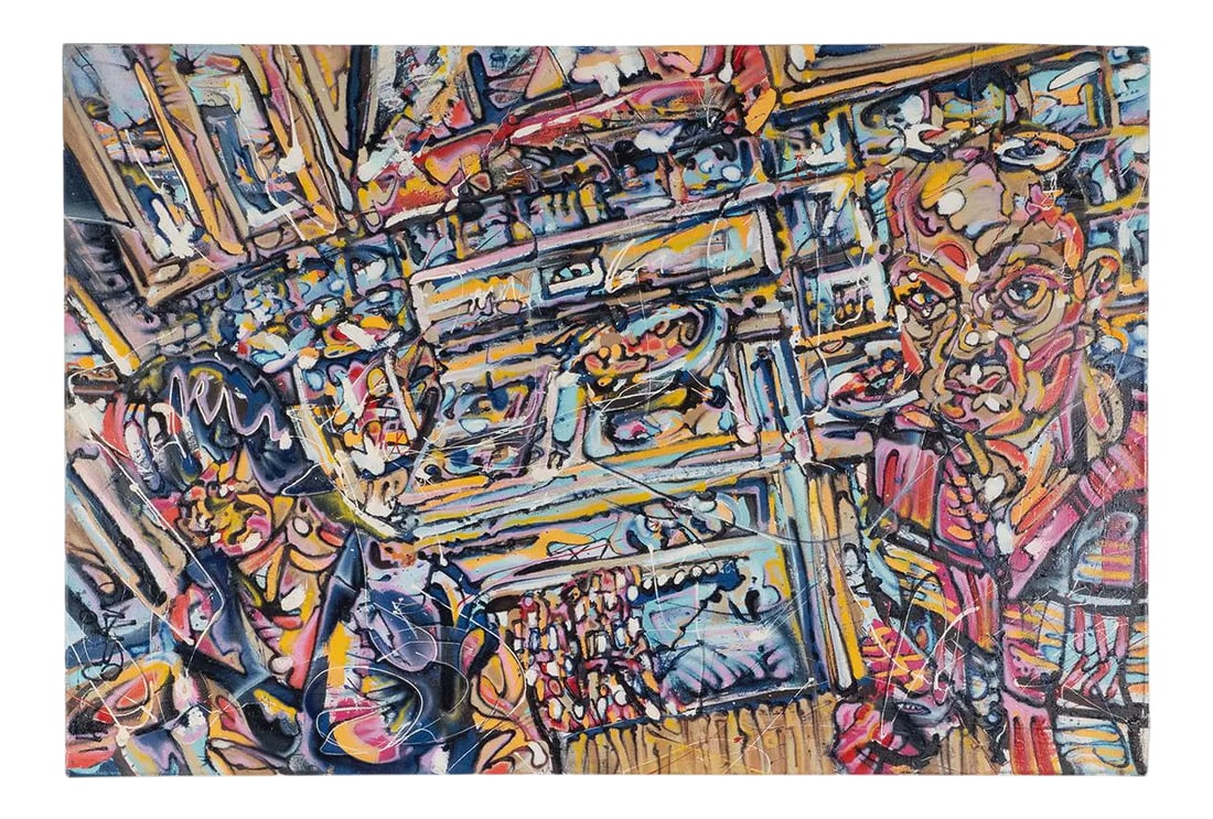 Portrait of Man and Woman Contemporary Modernist Abstract Figurative Oil Painting by Costain: Modern Impressionistic Portrait of Man and Woman by Costain. Oil on canvas. Condition: Alterations: Original Condition Unaltered Imperfections: Some Imperfections Condition Notes: -This item is in goo