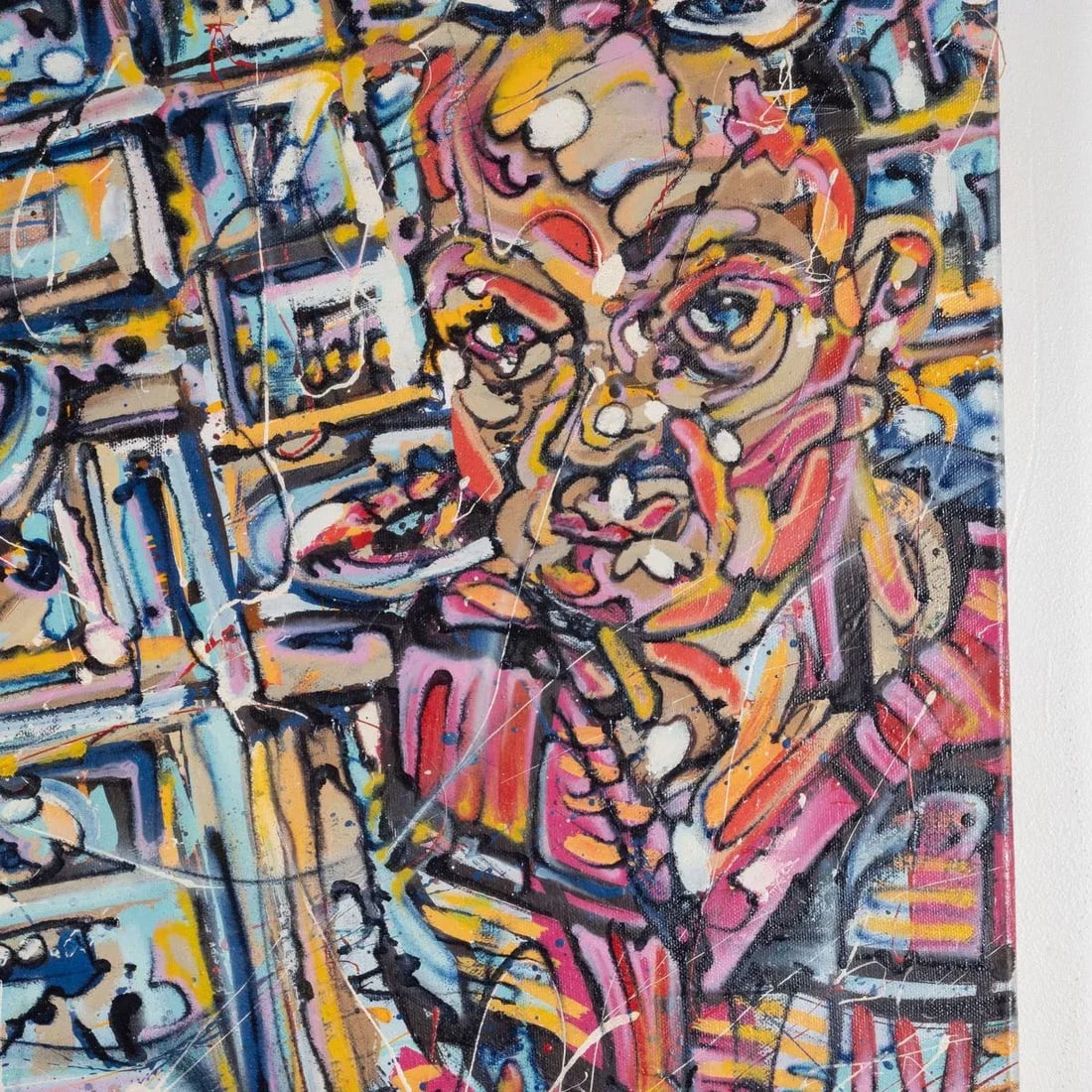 Portrait of Man and Woman Contemporary Modernist Abstract Figurative Oil Painting by Costain - 3