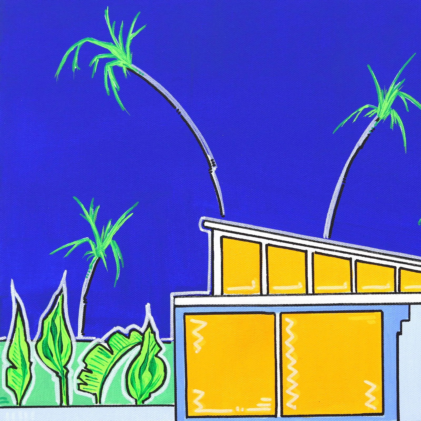Summers 3 Contemporary Modernist House Portrait Acrylic Painting by Jonjo Elliott - 2