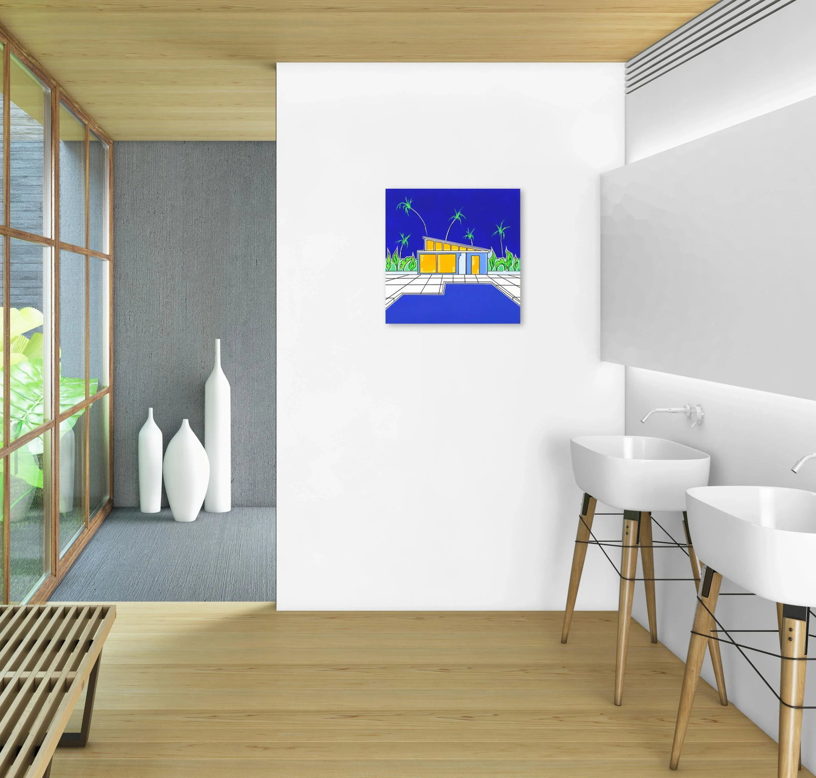 Summers 3 Contemporary Modernist House Portrait Acrylic Painting by Jonjo Elliott - 7