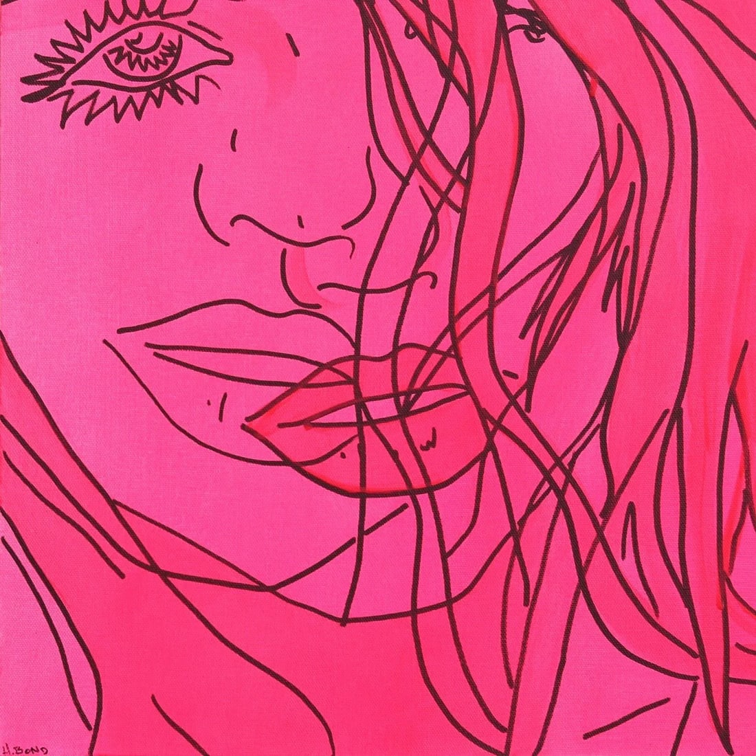 Pink VII Contemporary Minimalist Figurative Acrylic Painting by Hilary Bond - 4