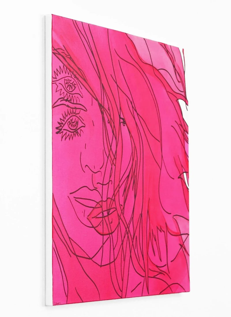 Pink VII Contemporary Minimalist Figurative Acrylic Painting by Hilary Bond - 6