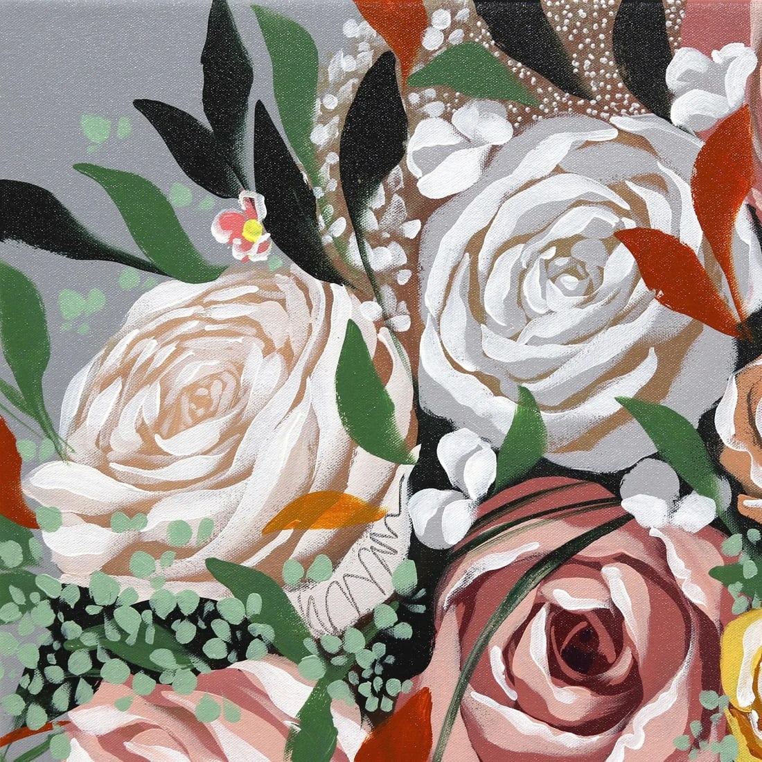 Melanie Contemporary Botanical Figurative Acrylic Painting by Sally K - 2