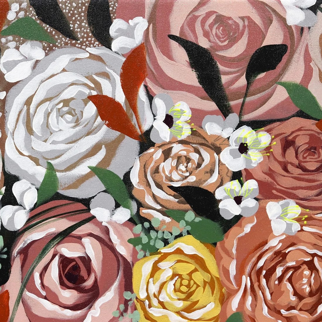 Melanie Contemporary Botanical Figurative Acrylic Painting by Sally K - 3