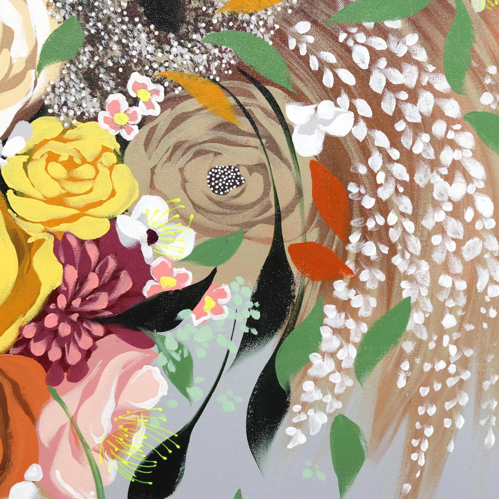 Melanie Contemporary Botanical Figurative Acrylic Painting by Sally K - 5
