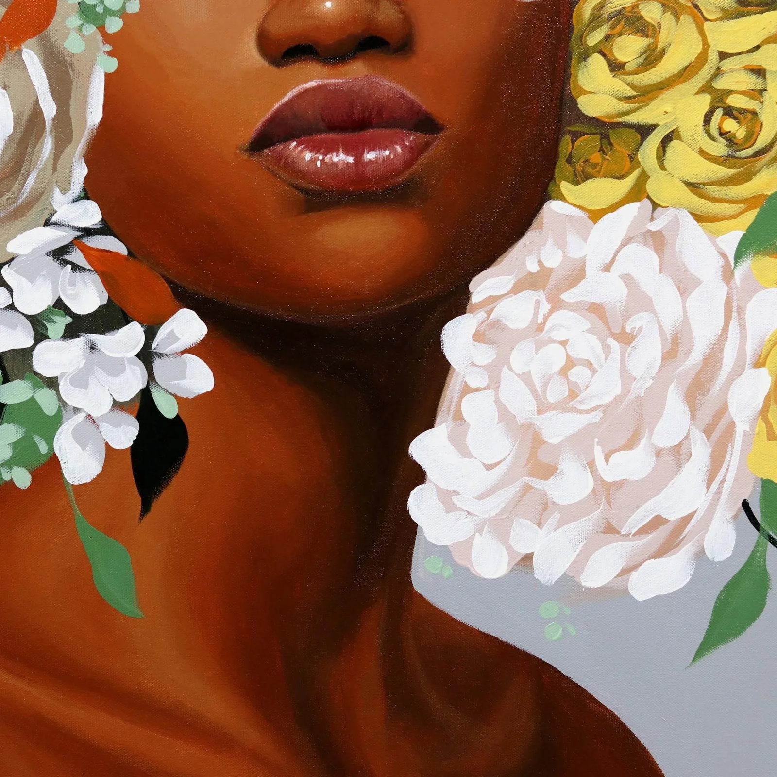Melanie Contemporary Botanical Figurative Acrylic Painting by Sally K - 7