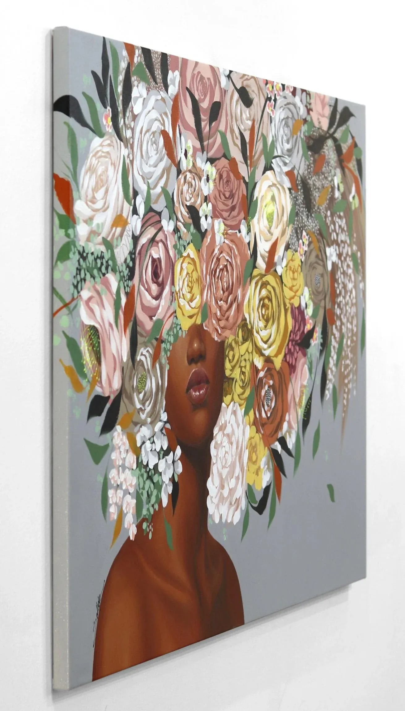 Melanie Contemporary Botanical Figurative Acrylic Painting by Sally K - 8