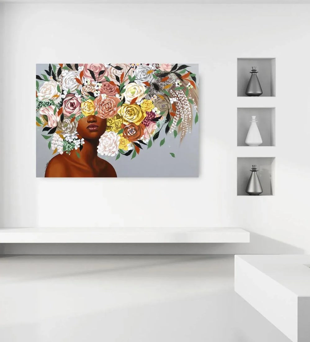 Melanie Contemporary Botanical Figurative Acrylic Painting by Sally K - 9