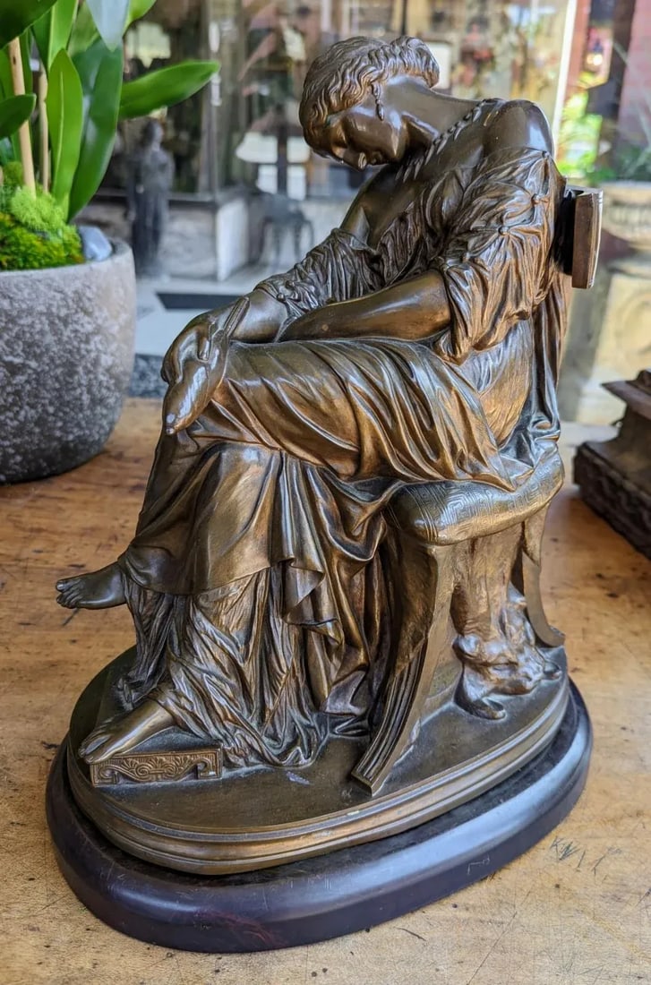 Antique French Bronze Penelope Sleeping Sculpture by Pierre Jules Cavelier & Barbedienne - 12
