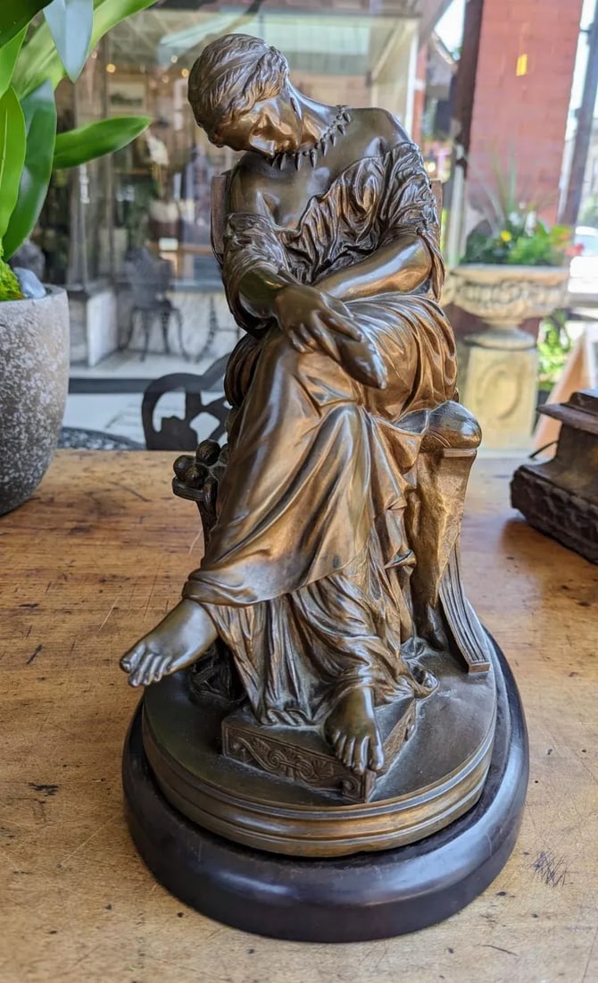 Antique French Bronze Penelope Sleeping Sculpture by Pierre Jules Cavelier & Barbedienne - 2