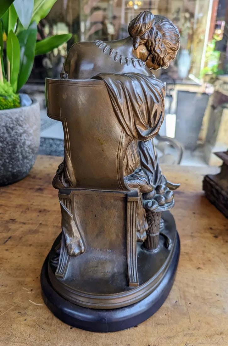 Antique French Bronze Penelope Sleeping Sculpture by Pierre Jules Cavelier & Barbedienne - 4