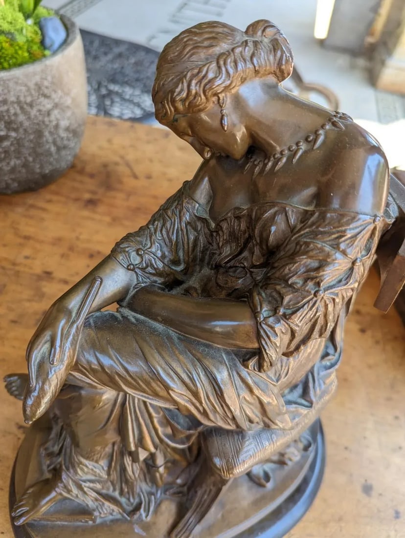 Antique French Bronze Penelope Sleeping Sculpture by Pierre Jules Cavelier & Barbedienne - 5