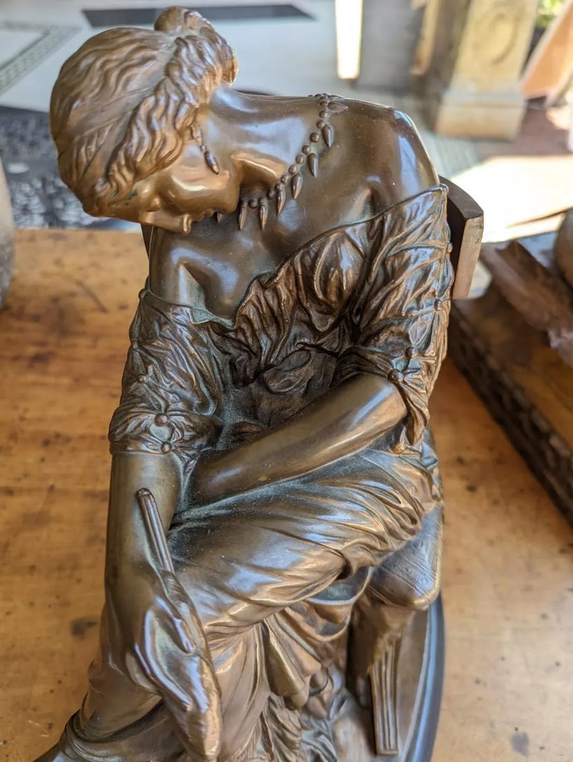 Antique French Bronze Penelope Sleeping Sculpture by Pierre Jules Cavelier & Barbedienne - 6