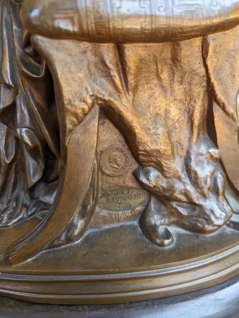 Antique French Bronze Penelope Sleeping Sculpture by Pierre Jules Cavelier & Barbedienne - 8