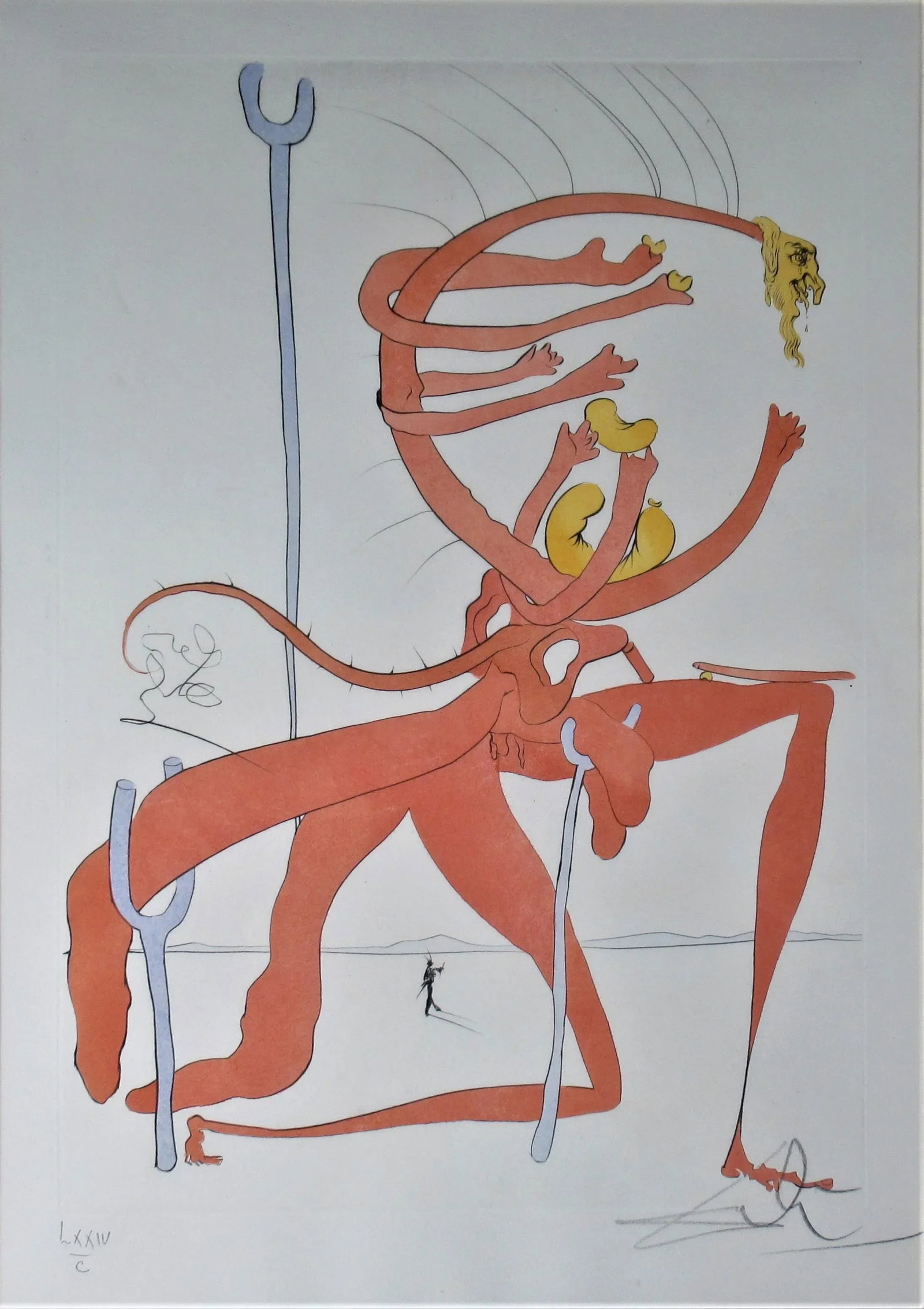 Salvador Dali, Figure Rouge avec Portrait de Quevedo - 2