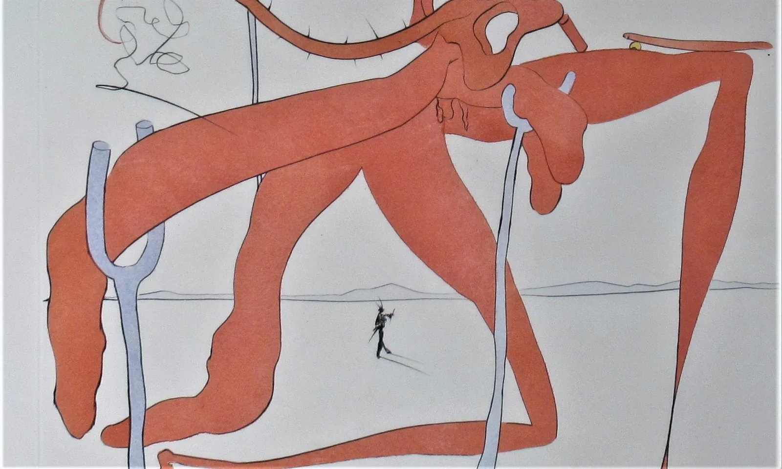 Salvador Dali, Figure Rouge avec Portrait de Quevedo - 3