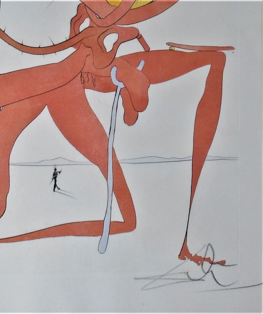 Salvador Dali, Figure Rouge avec Portrait de Quevedo - 5