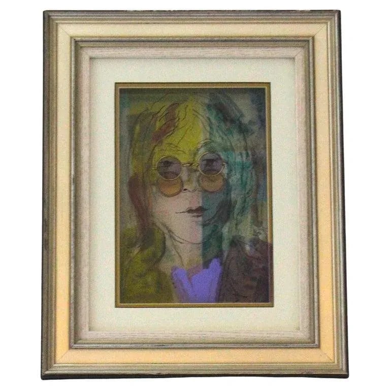 Jean Pierre Weill Collage "John Lennon" 3-D Painting on Glass Ltd Ed - 13