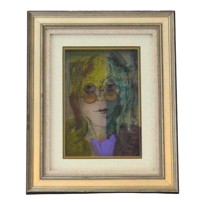 Jean Pierre Weill Collage "John Lennon" 3-D Painting on Glass Ltd Ed: Contemporary Israeli Jean Pierre Weill Collage "John Lennon" 3-D Painting on Glass Ltd Ed (signed 31/50 AP) from a Palm Beach estate. Note: Image Dimensions are 12" height x 8.13" width. Note - there