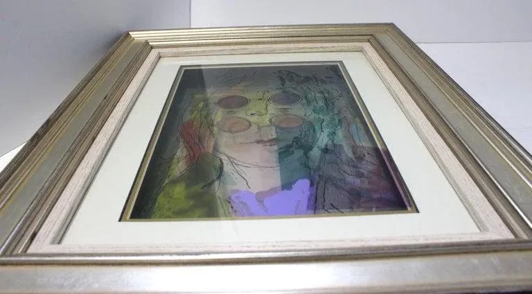 Jean Pierre Weill Collage "John Lennon" 3-D Painting on Glass Ltd Ed - 2