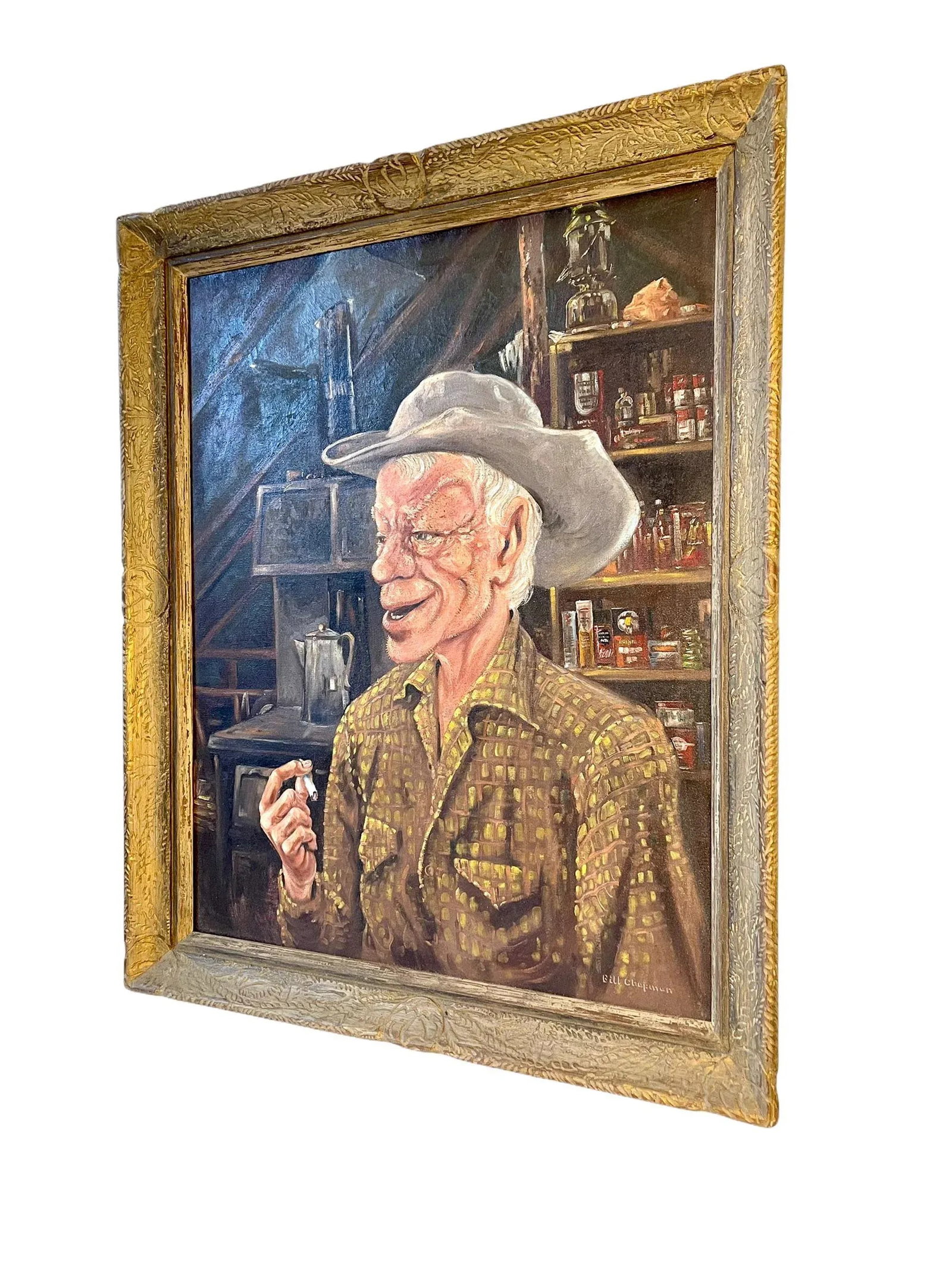Mid 20th Century Folk Art Portrait Oil Painting, Framed - 4