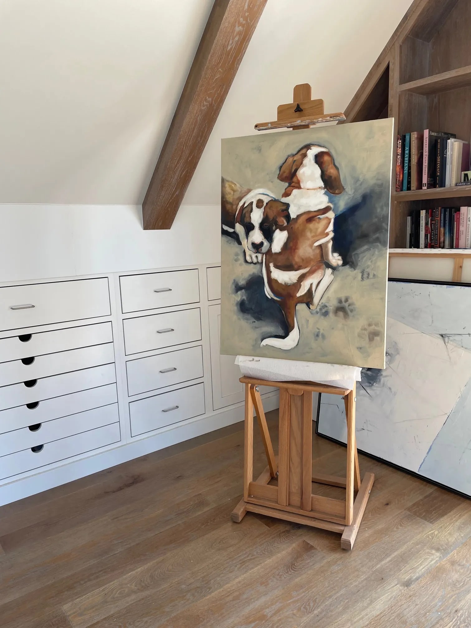 Mollie and Mo Contemporary Original Expressionist Style Oil Painting of Two Dogs by Tawna Allred - 2