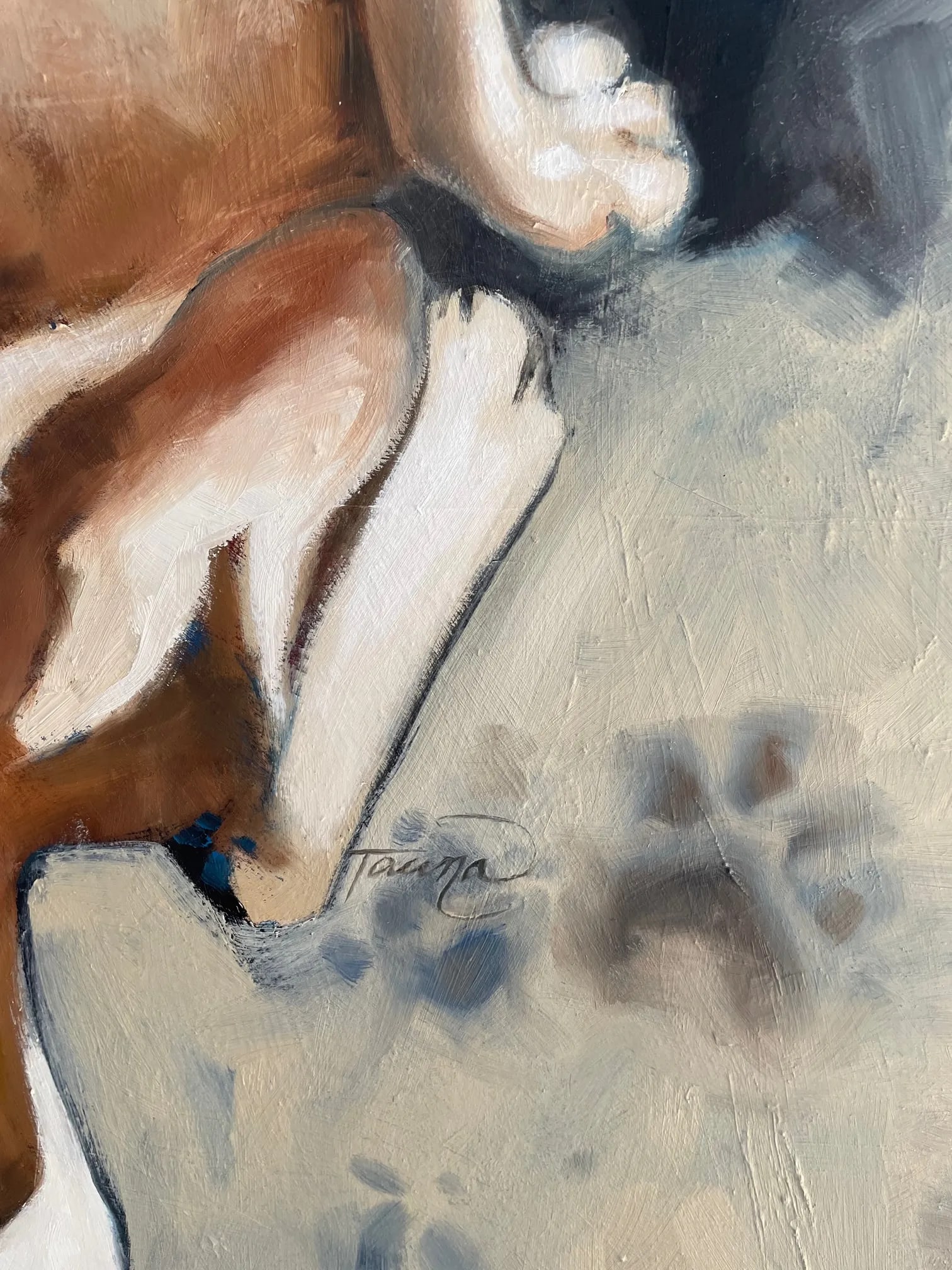 Mollie and Mo Contemporary Original Expressionist Style Oil Painting of Two Dogs by Tawna Allred - 4