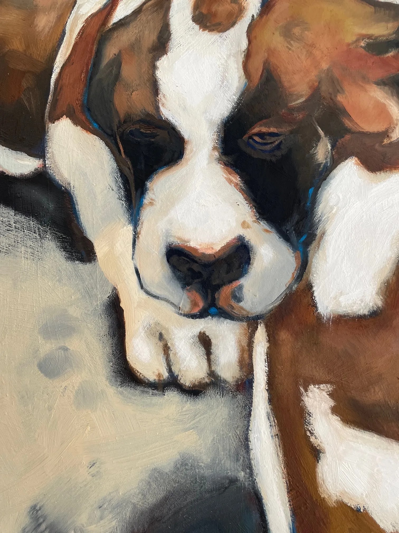 Mollie and Mo Contemporary Original Expressionist Style Oil Painting of Two Dogs by Tawna Allred - 5