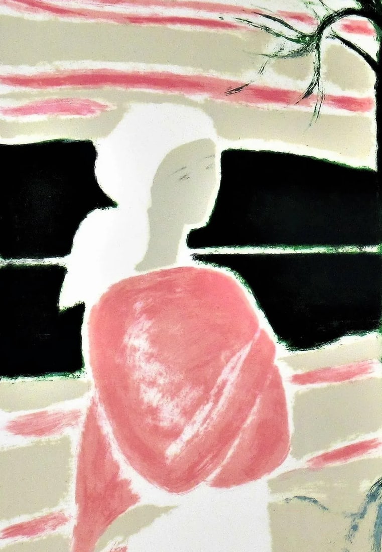Andre Brasilier, Femme en Rose Avec un Arbre - 3