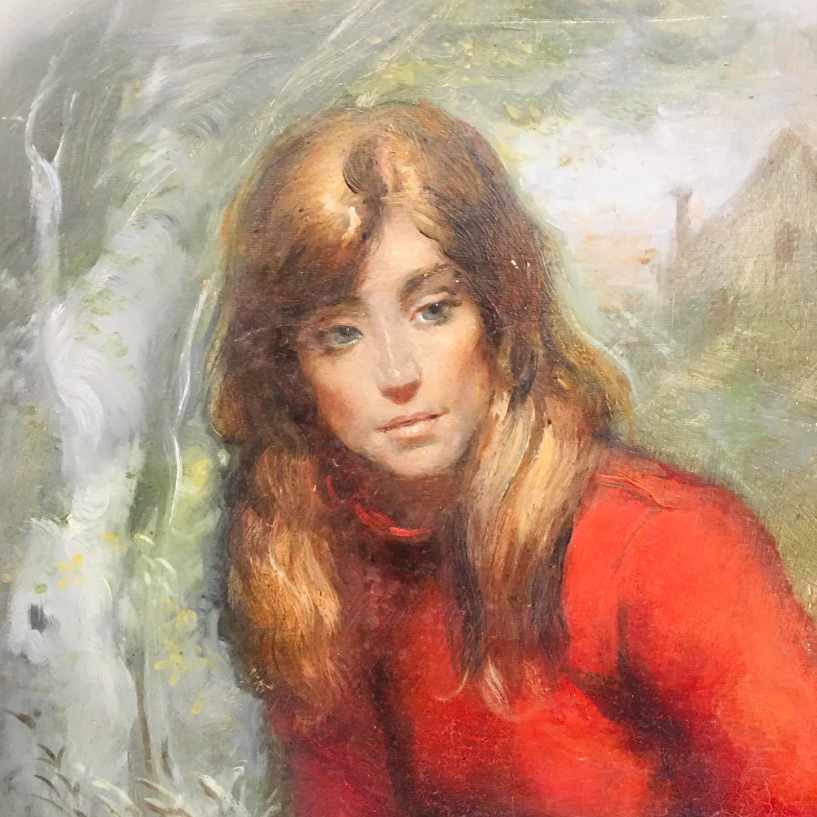 1970s Original Frank Mason Oil Painting of a Woman in Red - 2