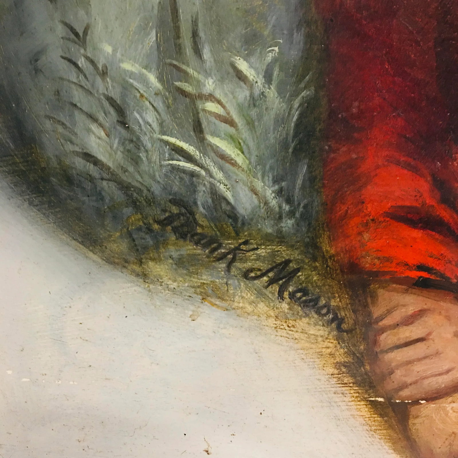 1970s Original Frank Mason Oil Painting of a Woman in Red - 3