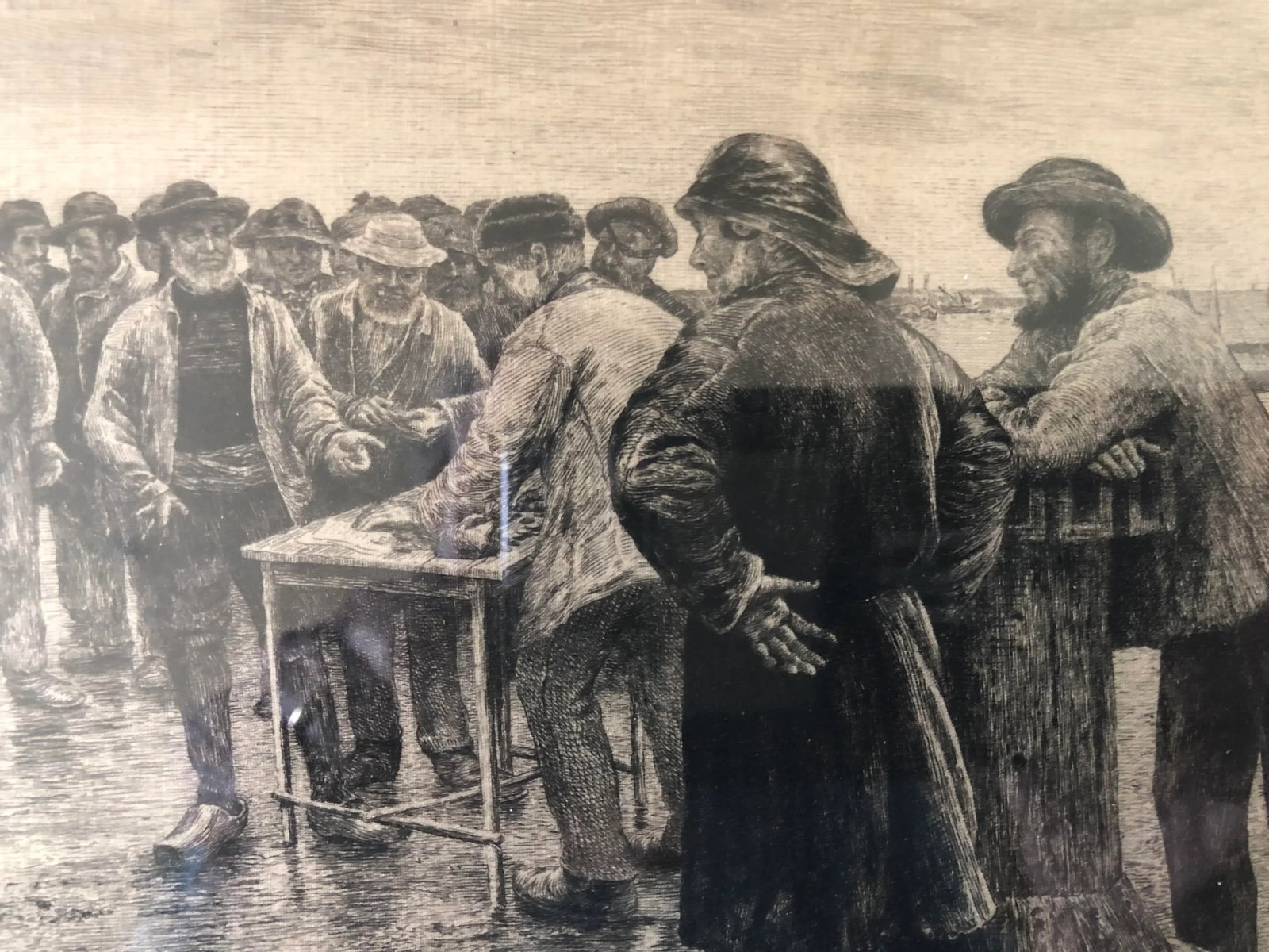 19th Century Norbert Goeneutte Etching, "Pay Day for the Crew", Framed - 3