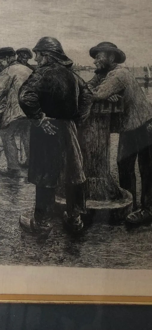 19th Century Norbert Goeneutte Etching, "Pay Day for the Crew", Framed - 9